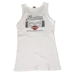 Vintage Harley-Davidson Graceland Memphis TN White Racerback Tank Top Large